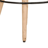 Bar Stools 2 pcs Brown Rough Mango Wood and Real Leather - Top-Down View
