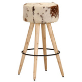 Bar Stools 2 pcs Brown Rough Mango Wood and Real Leather - Low Angle