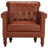 Armchair Brown Real Goat Leather - Front View