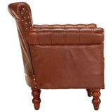 Armchair Brown Real Goat Leather - Side View
