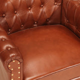 Armchair Brown Real Goat Leather - Rear View