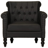 Armchair Black Real Goat Leather - Front View