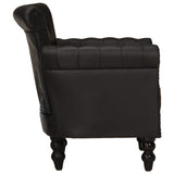 Armchair Black Real Goat Leather - Side View