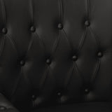 Armchair Black Real Goat Leather - Rear View