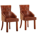 Dining Chairs 2 pcs Brown Real Goat Leather