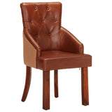 Dining Chairs 2 pcs Brown Real Goat Leather - Front View