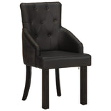 Dining Chairs 2 pcs Black Real Goat Leather - Front View