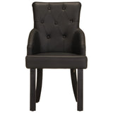 Dining Chairs 2 pcs Black Real Goat Leather - Side View