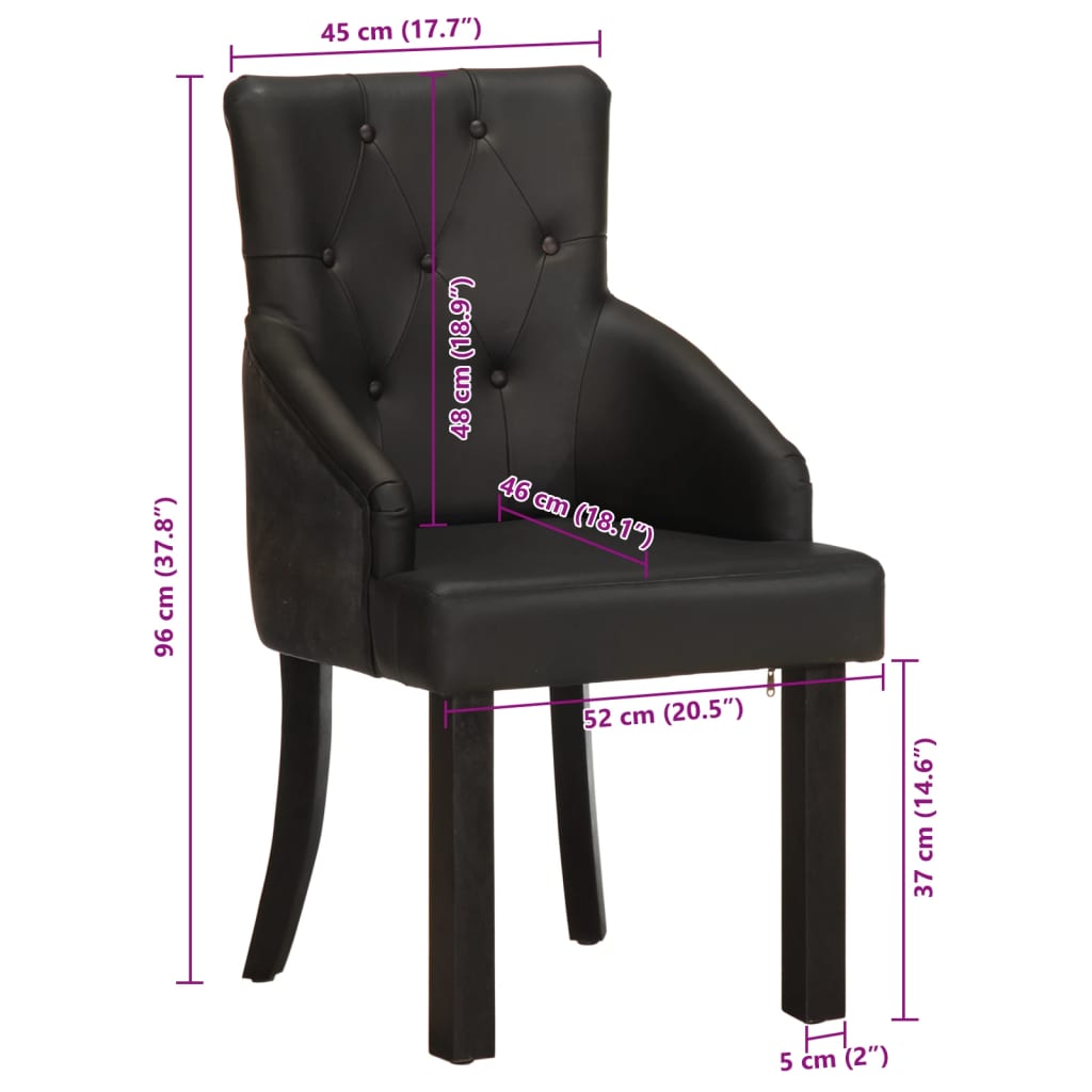 Dining Chairs 2 pcs Black Real Goat Leather
