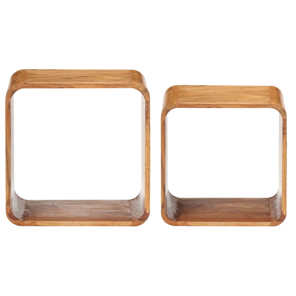 Side Tables 2 pcs Solid Acacia Wood Honey Finish