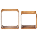 Side Tables 2 pcs Solid Acacia Wood Honey Finish - Front View