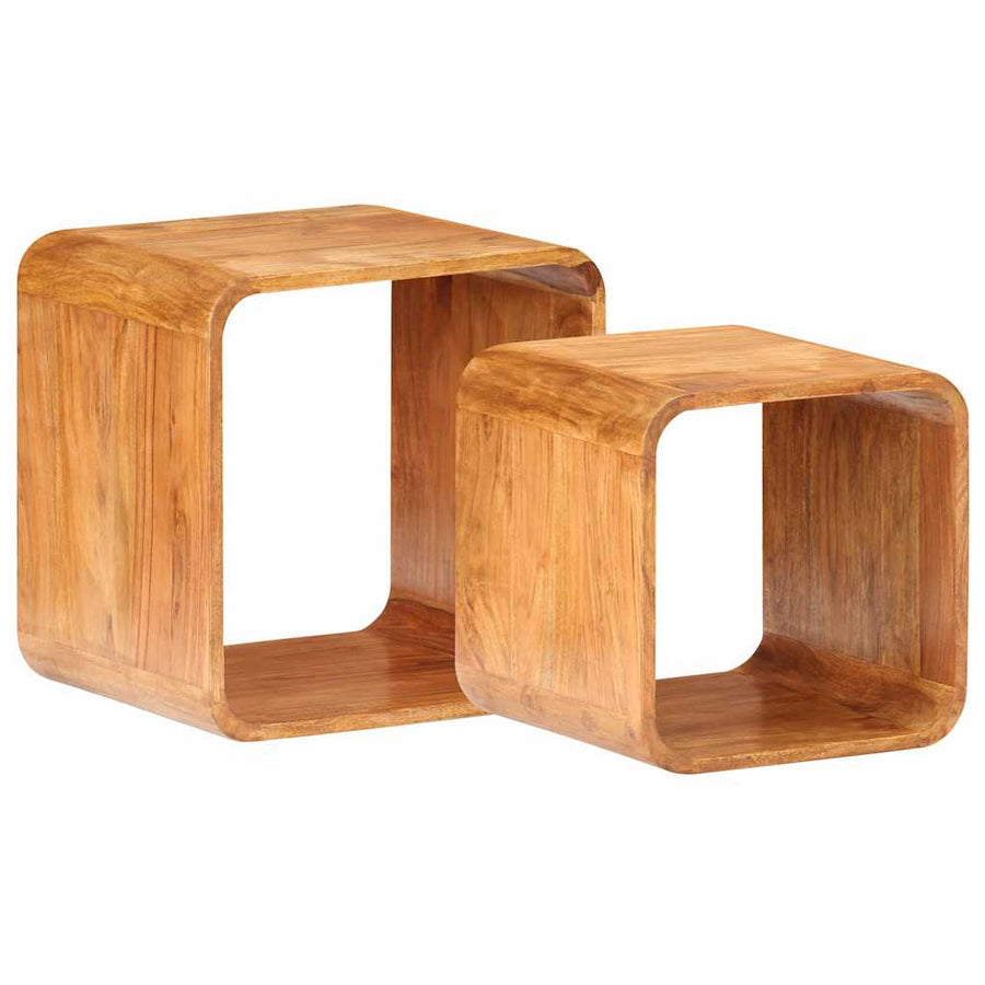 Side Tables 2 pcs Solid Acacia Wood Honey Finish