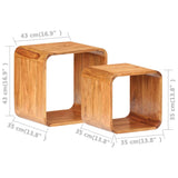Side Tables 2 pcs Solid Acacia Wood Honey Finish - Low Angle