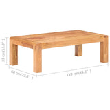 Coffee Table 110x60x35 cm Solid Acacia Wood in Honey Finish - Rear View