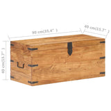 Chest 90x40x40 cm Solid Acacia Wood - Rear View