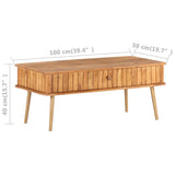 Coffee Table 100x50x40 cm Solid Acacia Wood - Extra Image