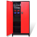 Tool Cabinet with Tool Chest Steel 90x40x180 cm Red and Black - Front View