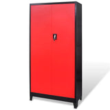 Tool Cabinet with Tool Chest Steel 90x40x180 cm Red and Black - Side View