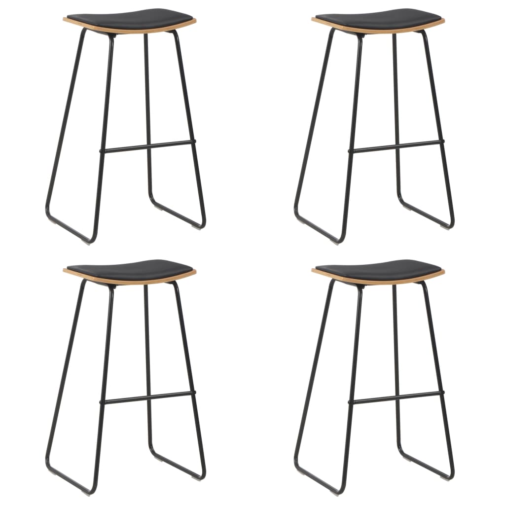 Bar Stools 4 pcs Black Faux Leather