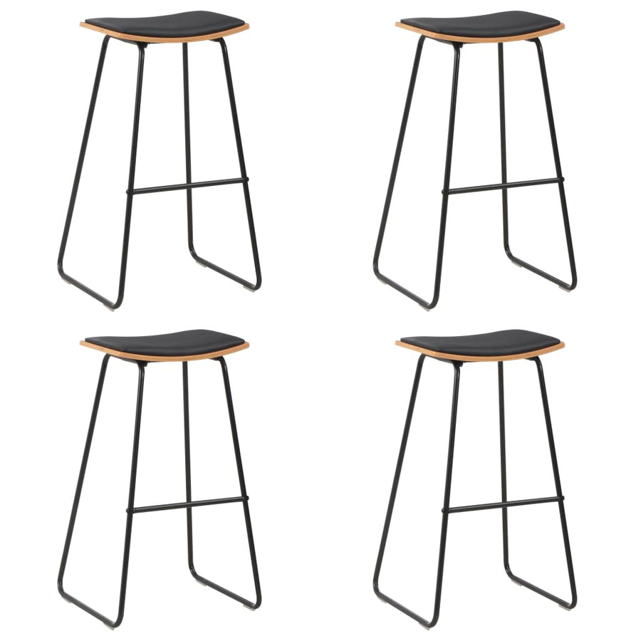 Bar Stools 4 pcs Black Faux Leather