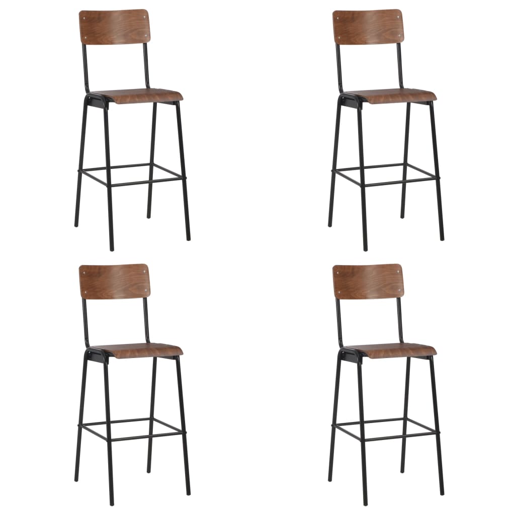 Bar Stools 4 pcs Solid Plywood Steel