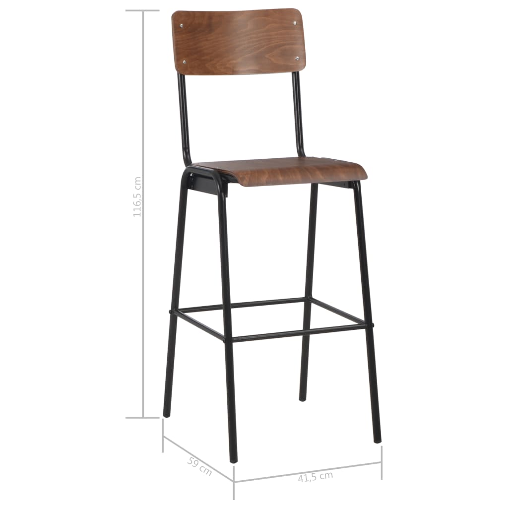 Bar Stools 6 pcs Solid Plywood Steel
