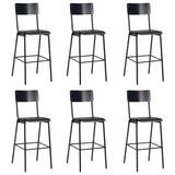 Bar Stools 6 pcs Black Solid Plywood Steel