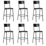 Bar Stools 6 pcs Black Solid Plywood Steel