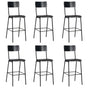 Bar Stools 6 pcs Black Solid Plywood Steel