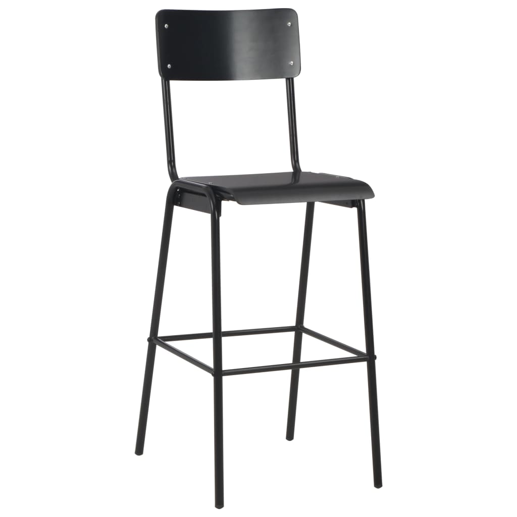 Bar Stools 6 pcs Black Solid Plywood Steel