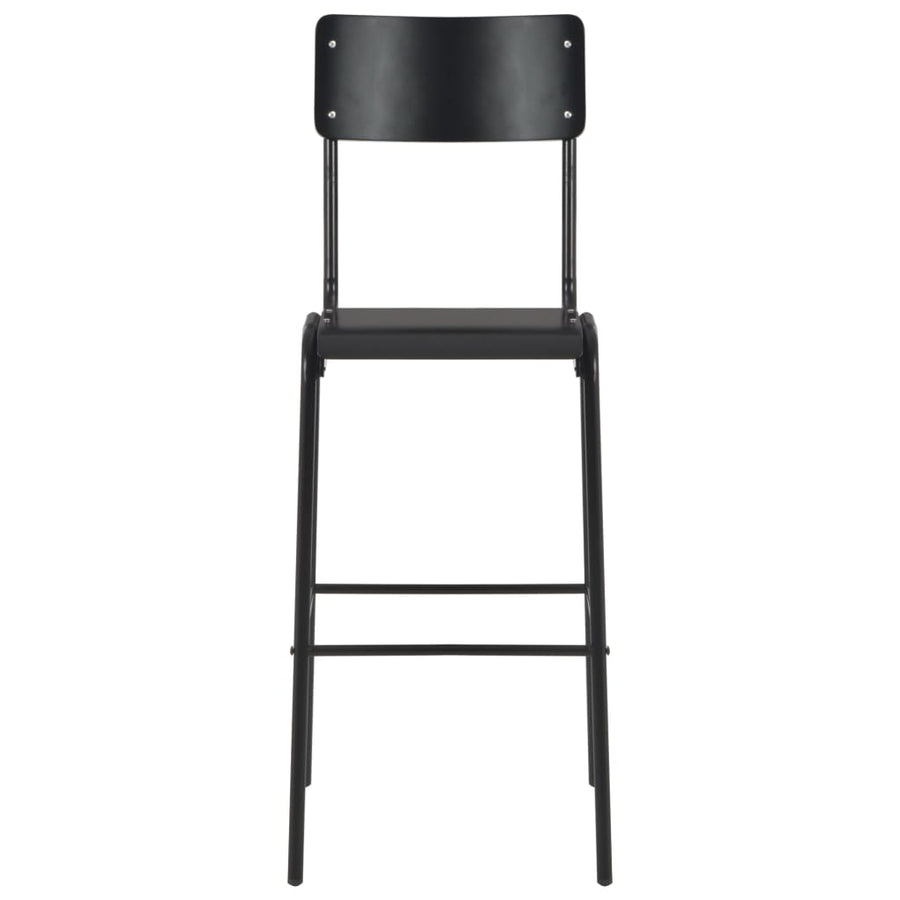 Bar Stools 6 pcs Black Solid Plywood Steel