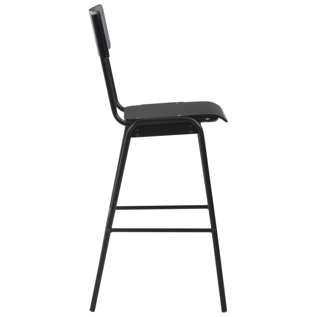Bar Stools 6 pcs Black Solid Plywood Steel