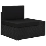 6 Piece Garden Lounge Set Poly Rattan Black - 45-Degree Angle