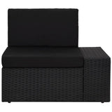 6 Piece Garden Lounge Set Poly Rattan Black - Rear View