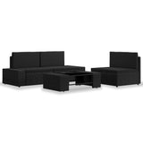 4 Piece Garden Lounge Set Poly Rattan Black