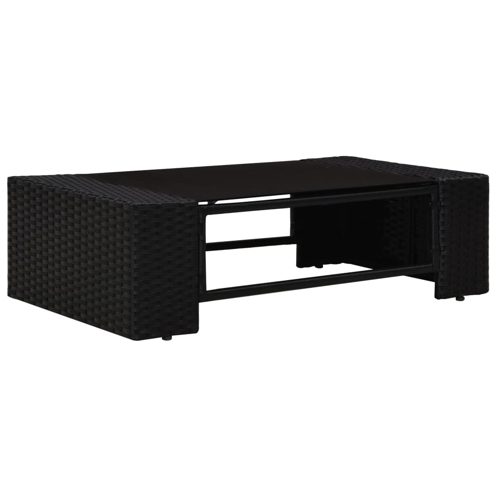 4 Piece Garden Lounge Set Poly Rattan Black