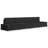4 Piece Garden Lounge Set Poly Rattan Black