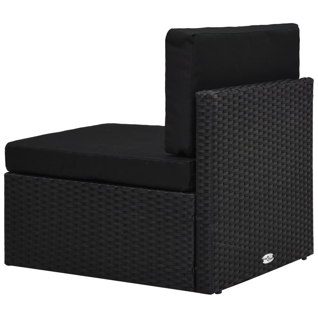 4 Piece Garden Lounge Set Poly Rattan Black