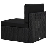 4 Piece Garden Lounge Set Poly Rattan Black