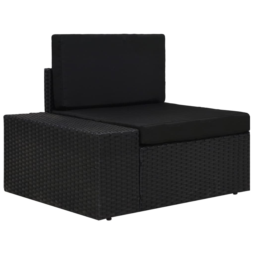 4 Piece Garden Lounge Set Poly Rattan Black