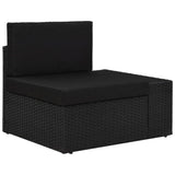 4 Piece Garden Lounge Set Poly Rattan Black - Rear View