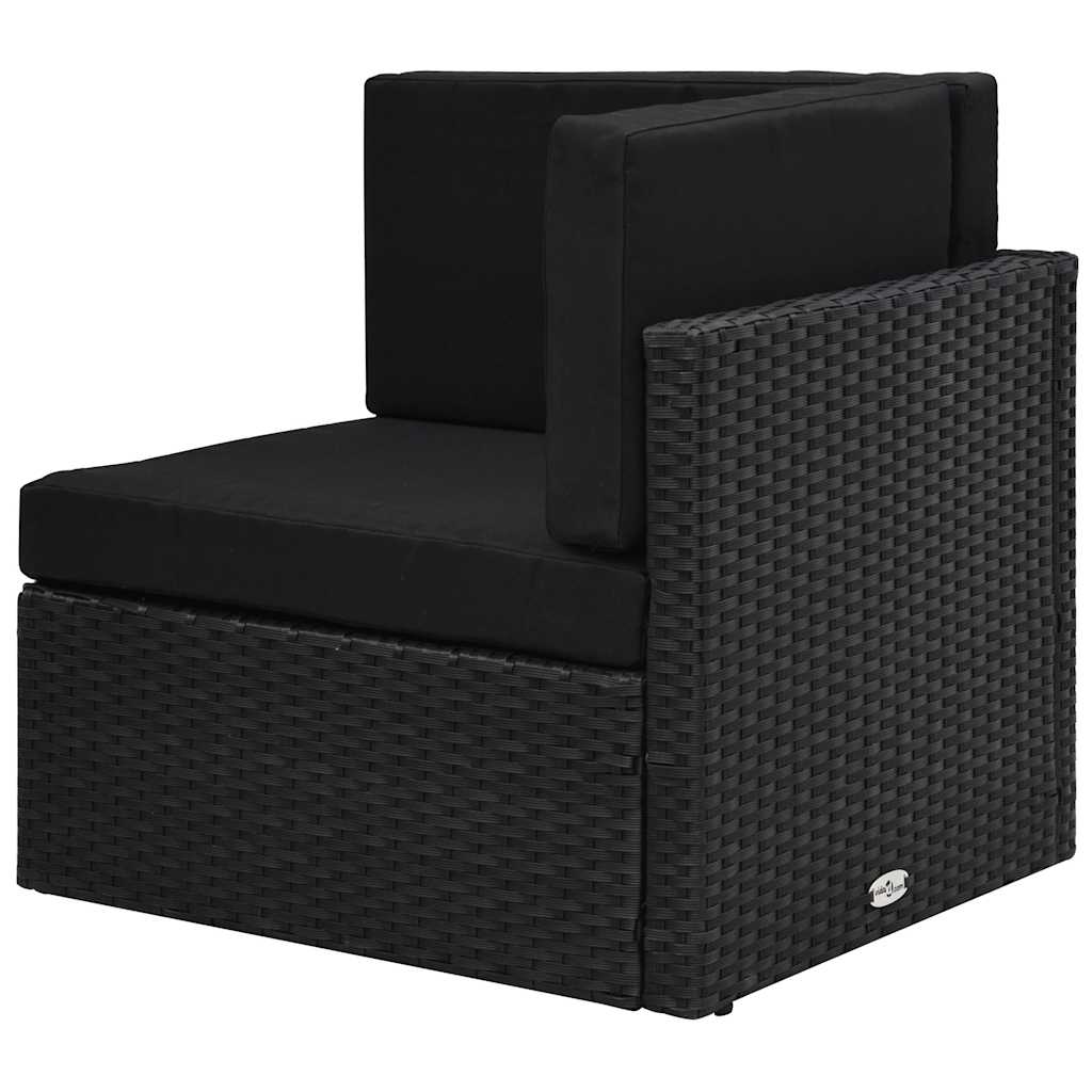 9 Piece Garden Lounge Set Poly Rattan Black
