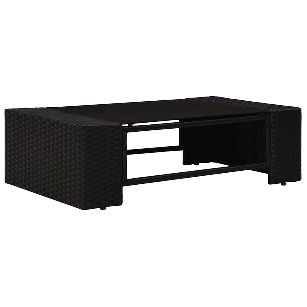 9 Piece Garden Lounge Set Poly Rattan Black