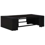 9 Piece Garden Lounge Set Poly Rattan Black - Side View