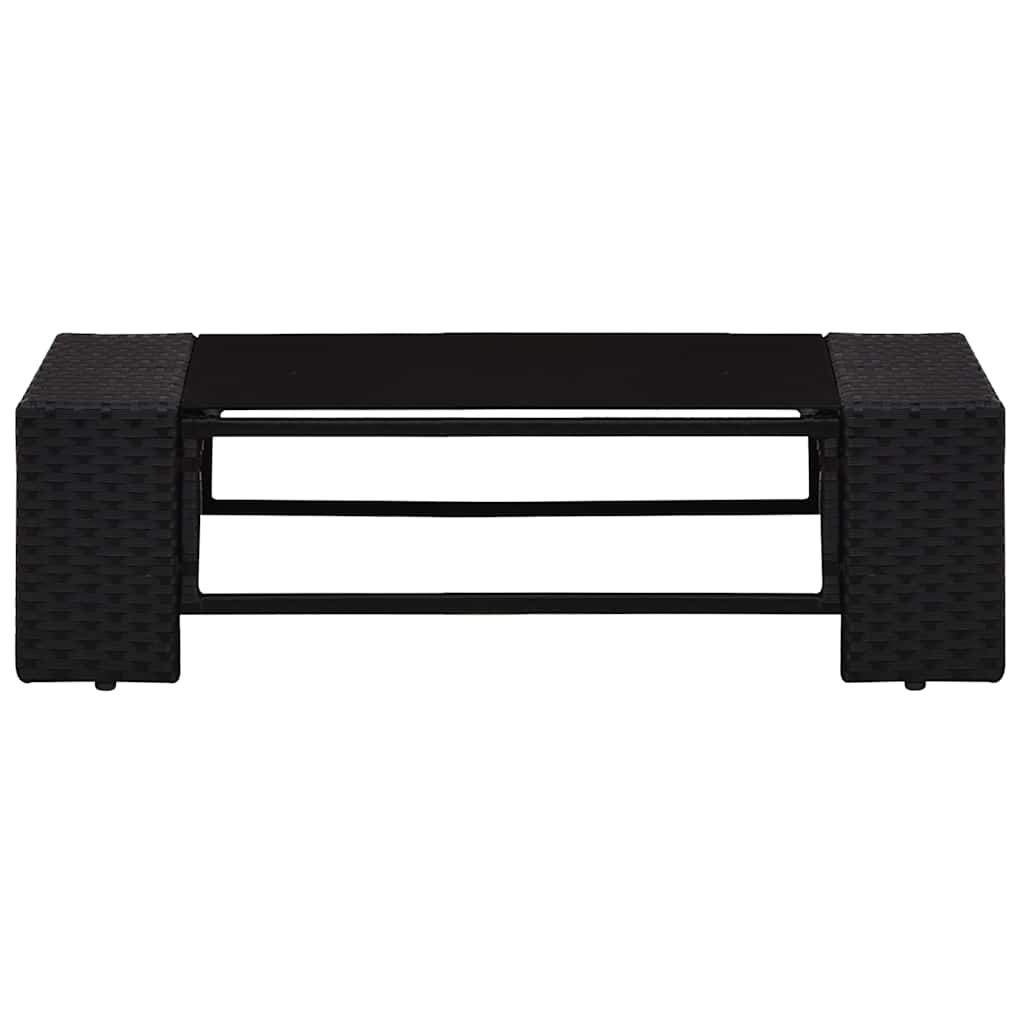 9 Piece Garden Lounge Set Poly Rattan Black