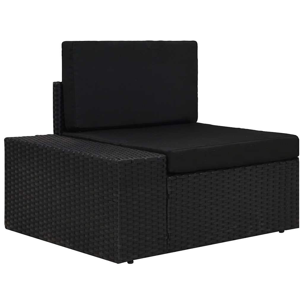 9 Piece Garden Lounge Set Poly Rattan Black