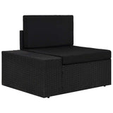 9 Piece Garden Lounge Set Poly Rattan Black - 45-Degree Angle