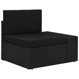 9 Piece Garden Lounge Set Poly Rattan Black - Close-Up Angle
