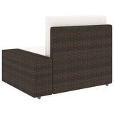 5 Piece Garden Lounge Set Poly Rattan Brown - Rear View