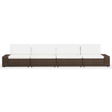 4 Piece Garden Lounge Set Poly Rattan Brown